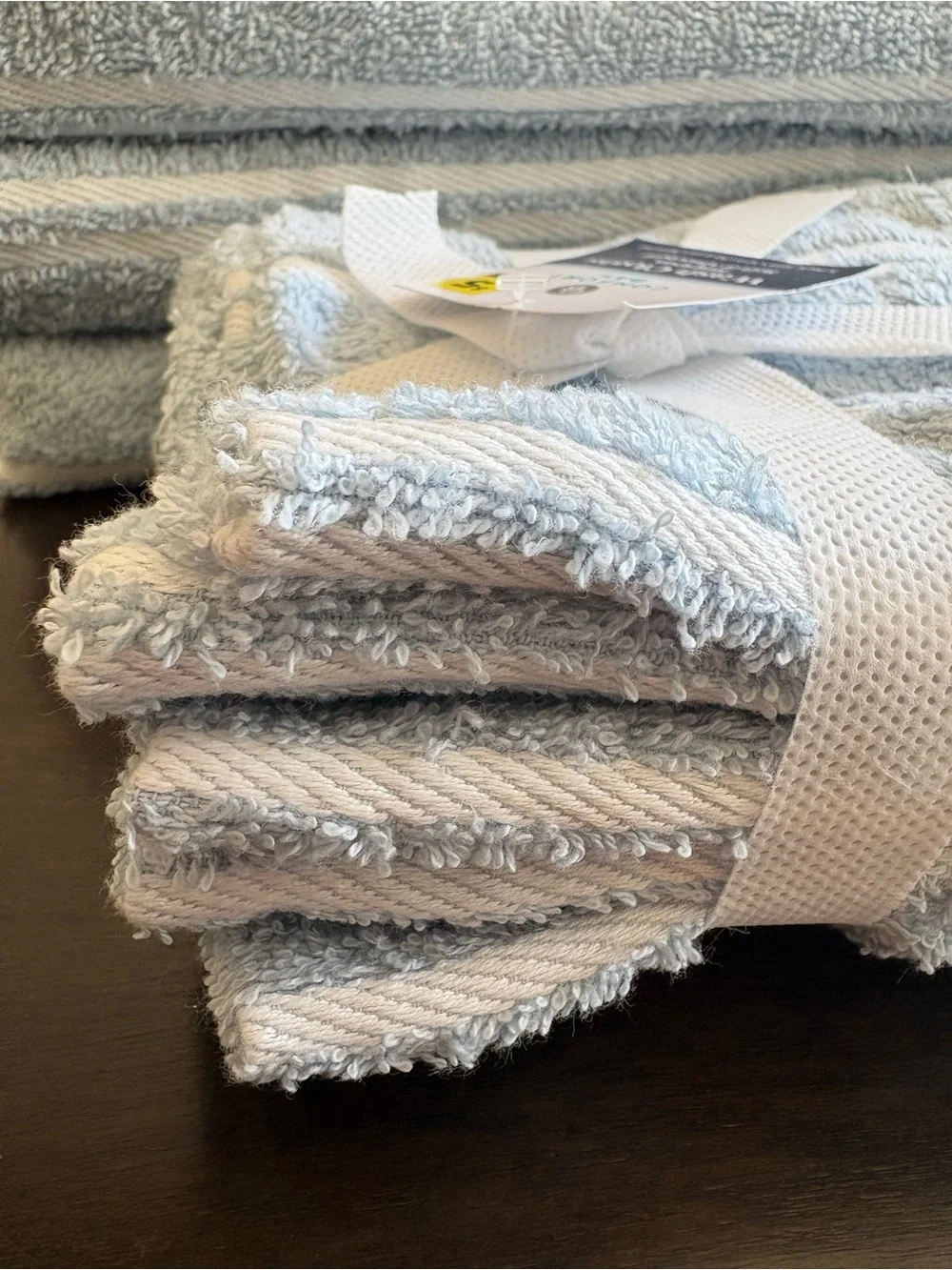 Comfort Bay 100% Cotton Light Blue Stripe Bath Towels Hand Wash Cloths